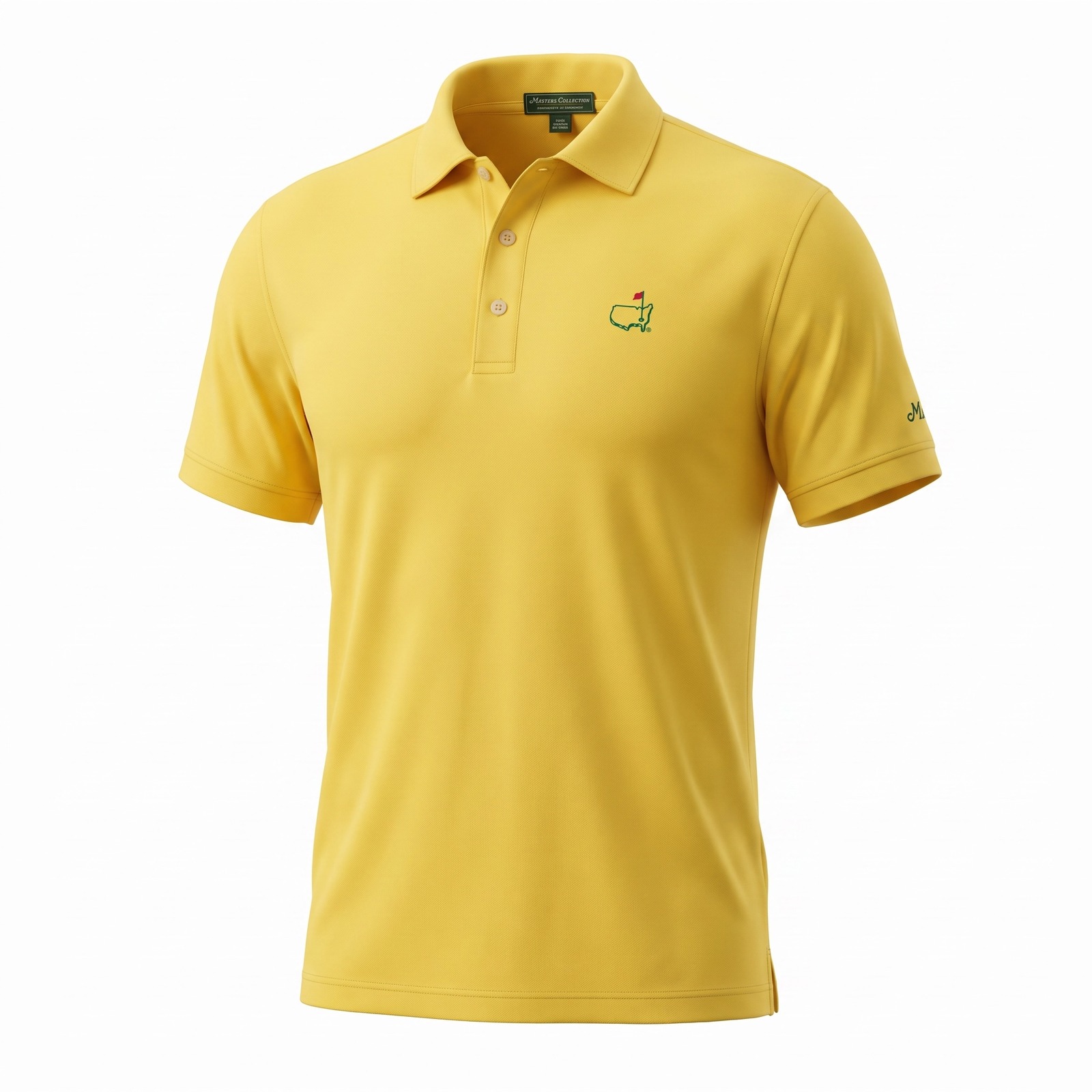 Masters Collection Yellow Pima Cotton Golf Polo Shirt Mens Large Tournament Logo